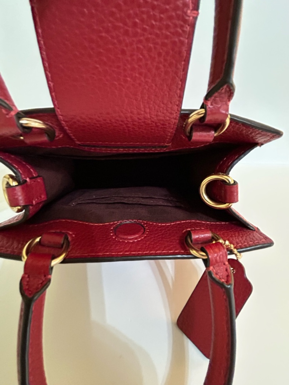 COACH Mini Pepper Red Leather  Crossbody Satchel Handbag - Picture 10 of 13
